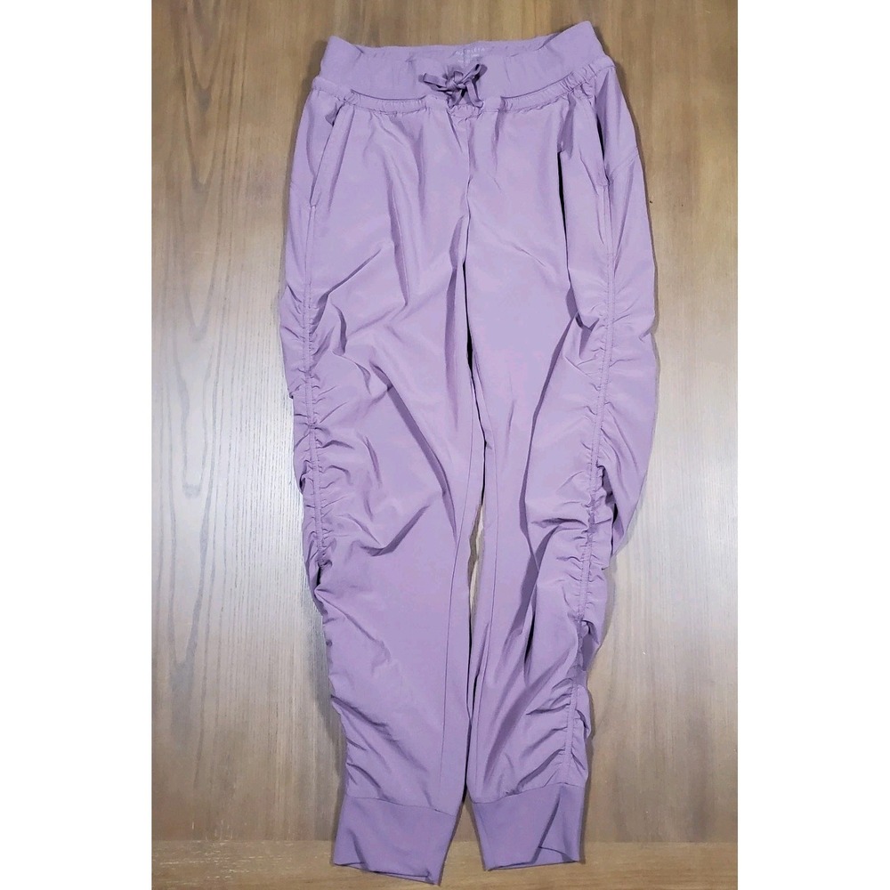 Athleta Attitude Pants Women's Purple Polyester Stretch Drawstring Tapered Leg